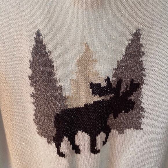 Christopher & Banks Moose Christmas Sweater Womens Size Medium - Picture 9 of 9